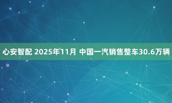 心安智配 2025年11月 中国一汽销售整车30.6万辆