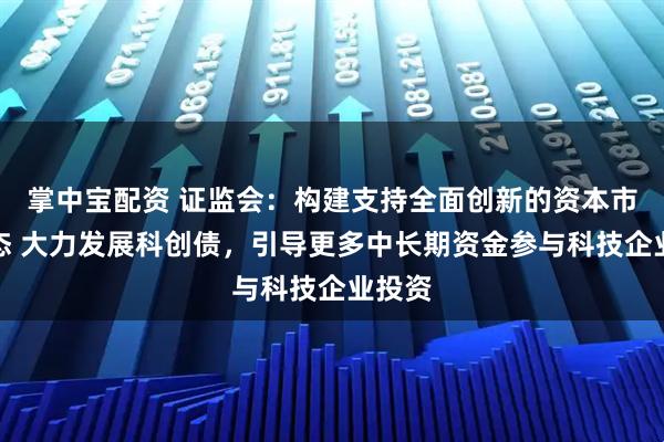 掌中宝配资 证监会：构建支持全面创新的资本市场生态 大力发展科创债，引导更多中长期资金参与科技企业投资
